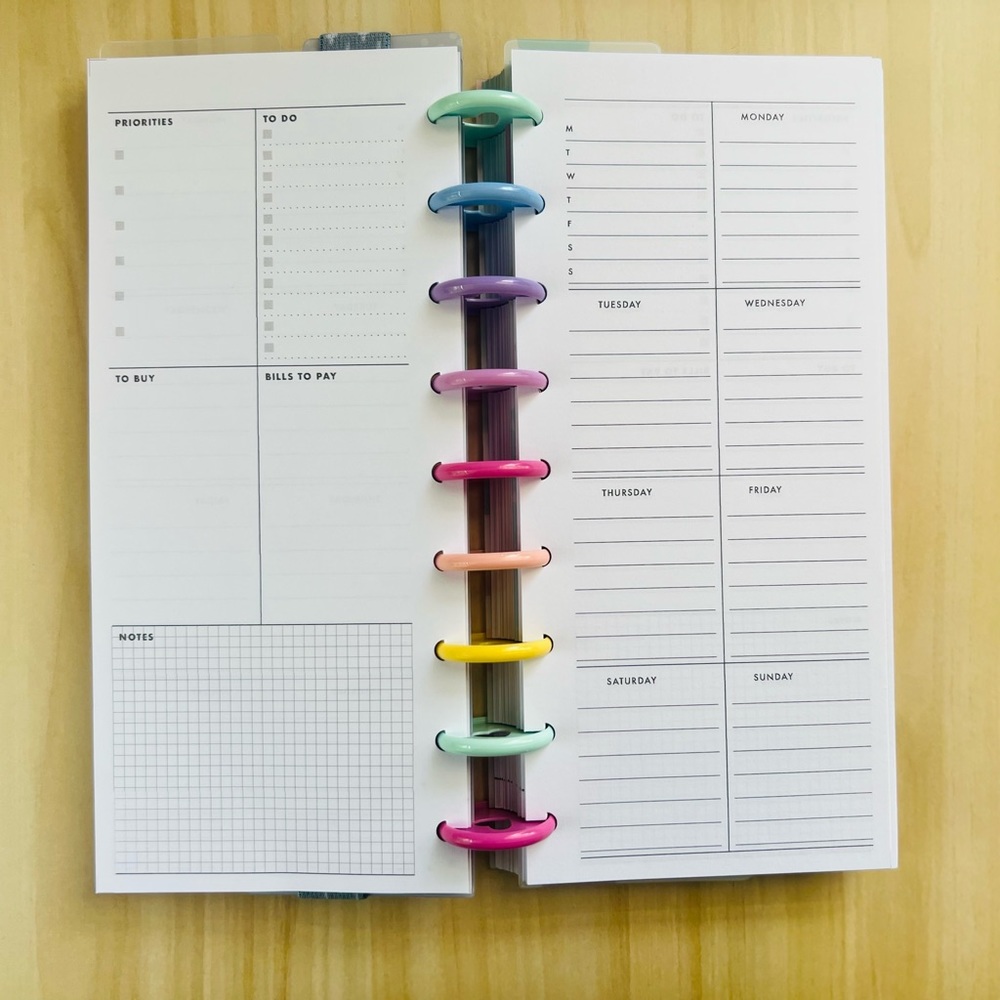 Skinny classic Happy planner size inserts weekly layout